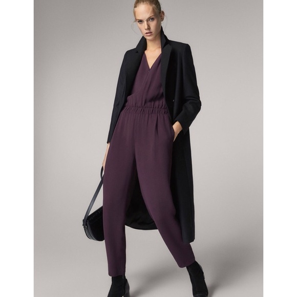Massimo Dutti Short Sleeve V-Neck Purple Jumpsuit - Picture 4 of 13